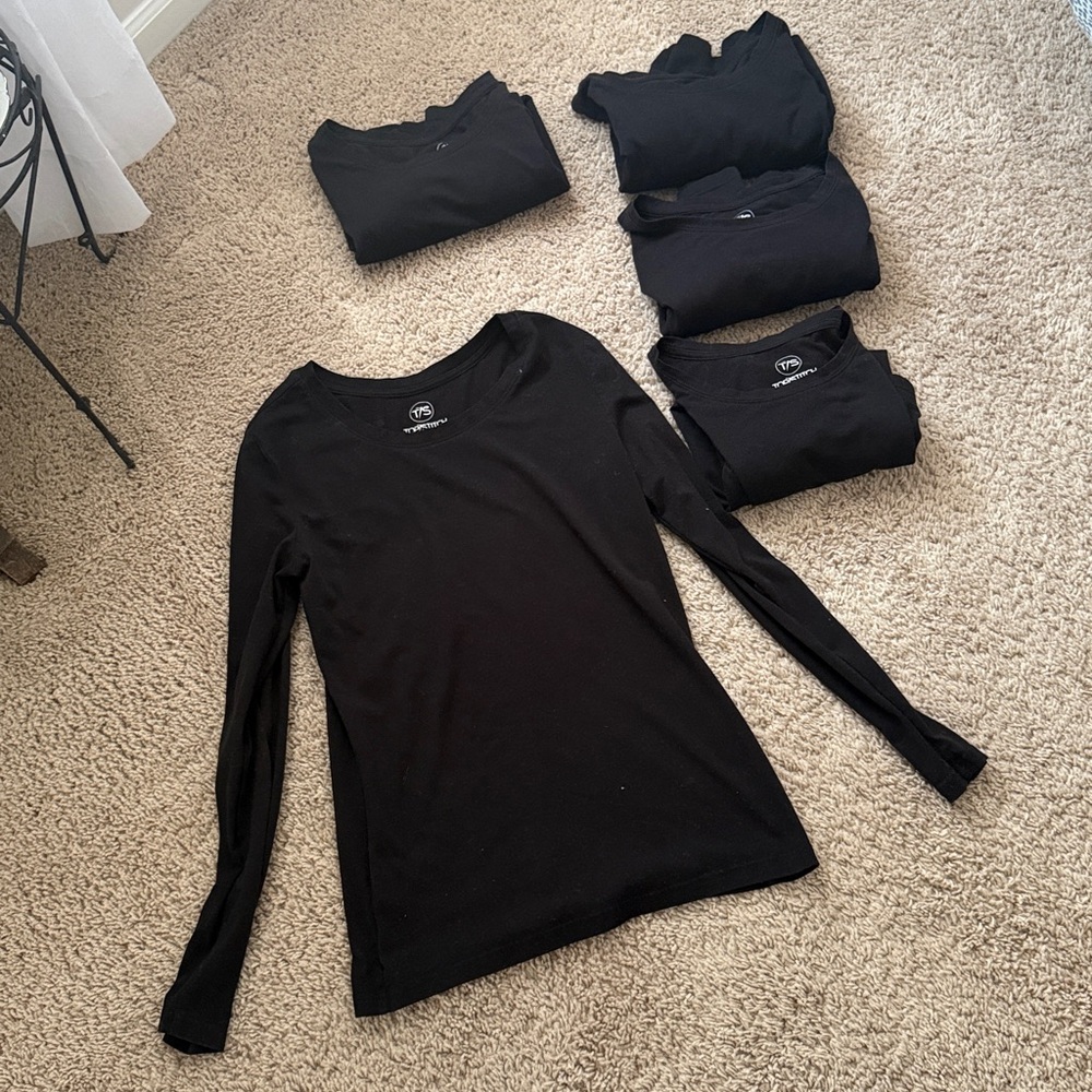 BUNDLE-FIVE womens Black Long Sleeve Under-scrub Tops